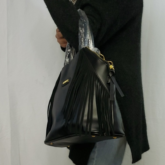 IMAN Genuine Leather Fringe Satchel - Picture 7 of 7